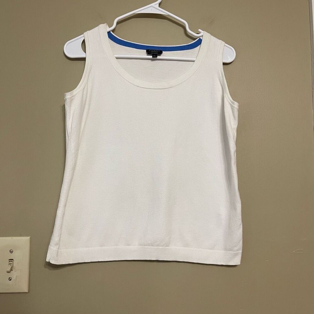 Talbots Womens Cotton White Sleeveless Sweater Blouse Plus Petite XP